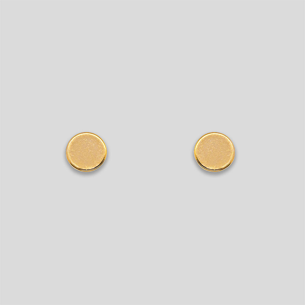 Mini Flat Circle Studs - Gold