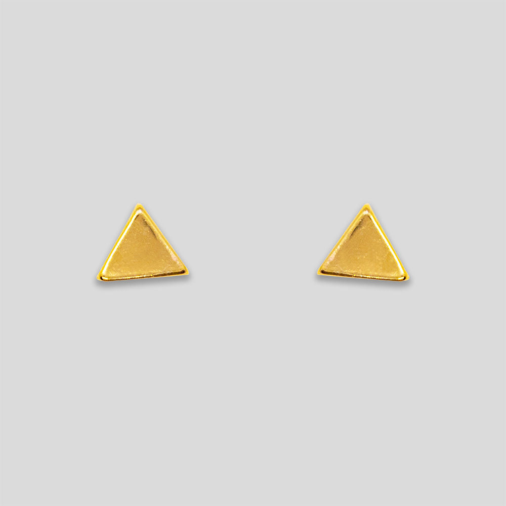 Mini Flat Triangle Studs - Gold