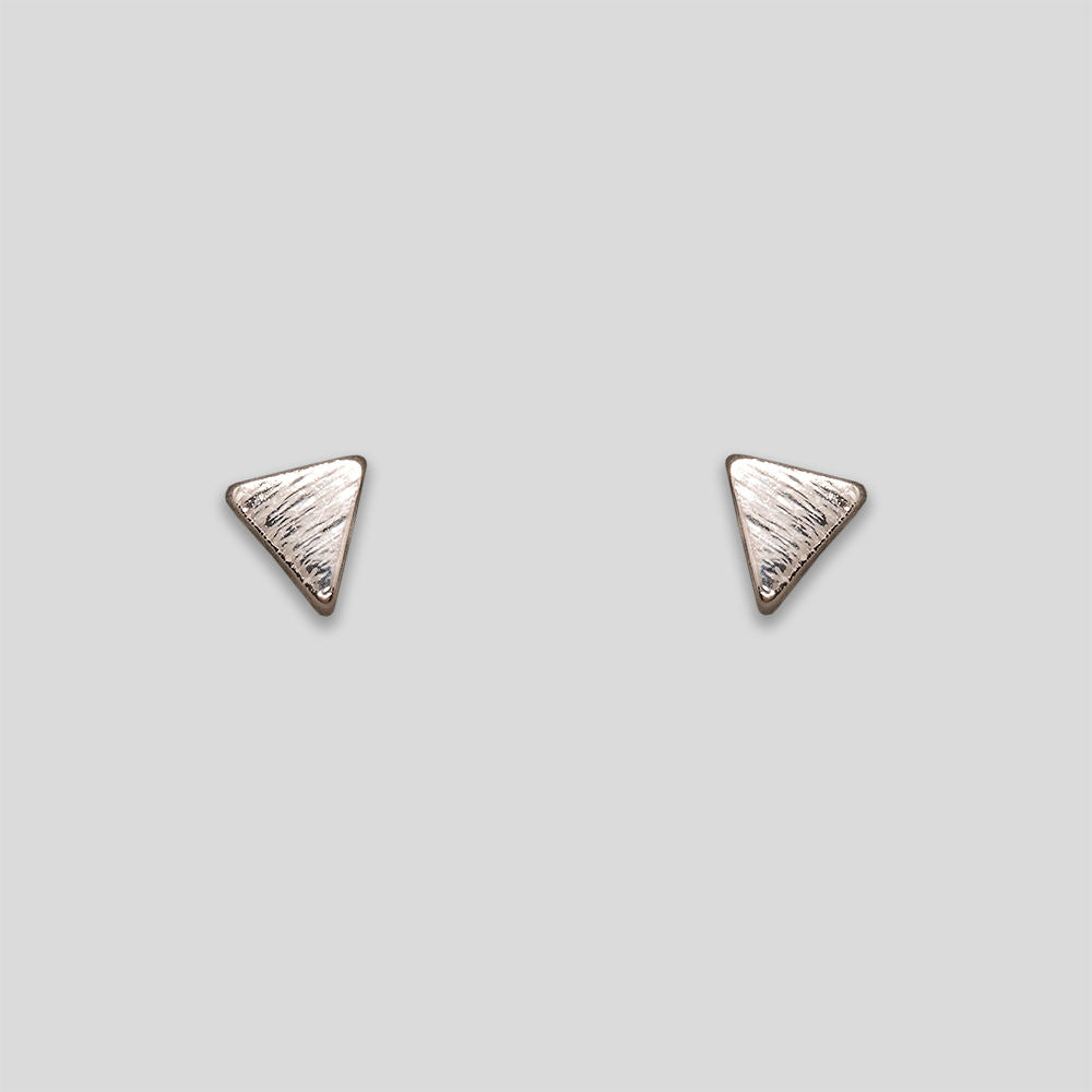 Mini Flat Triangle Studs - Silver