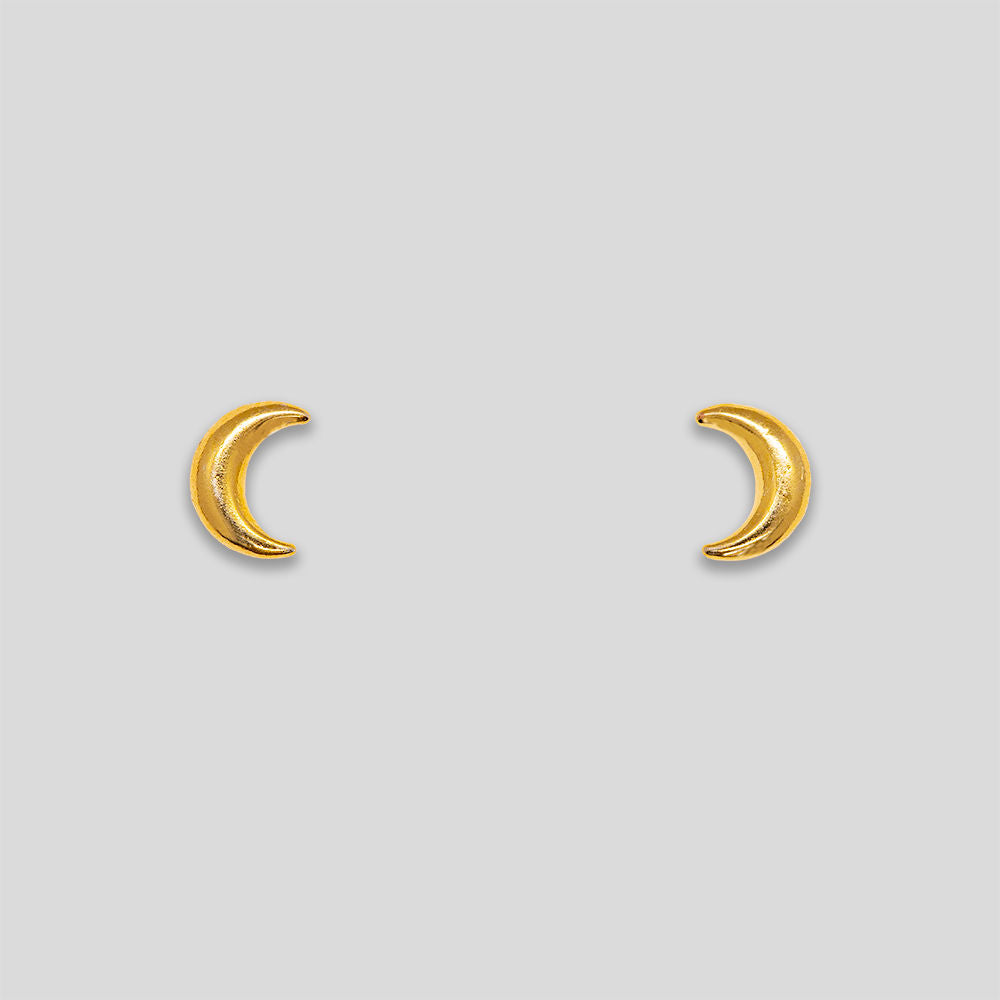 Mini Moon Studs - Gold