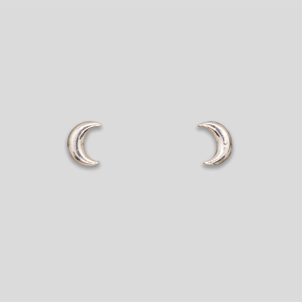 Mini Moon Studs - Silver