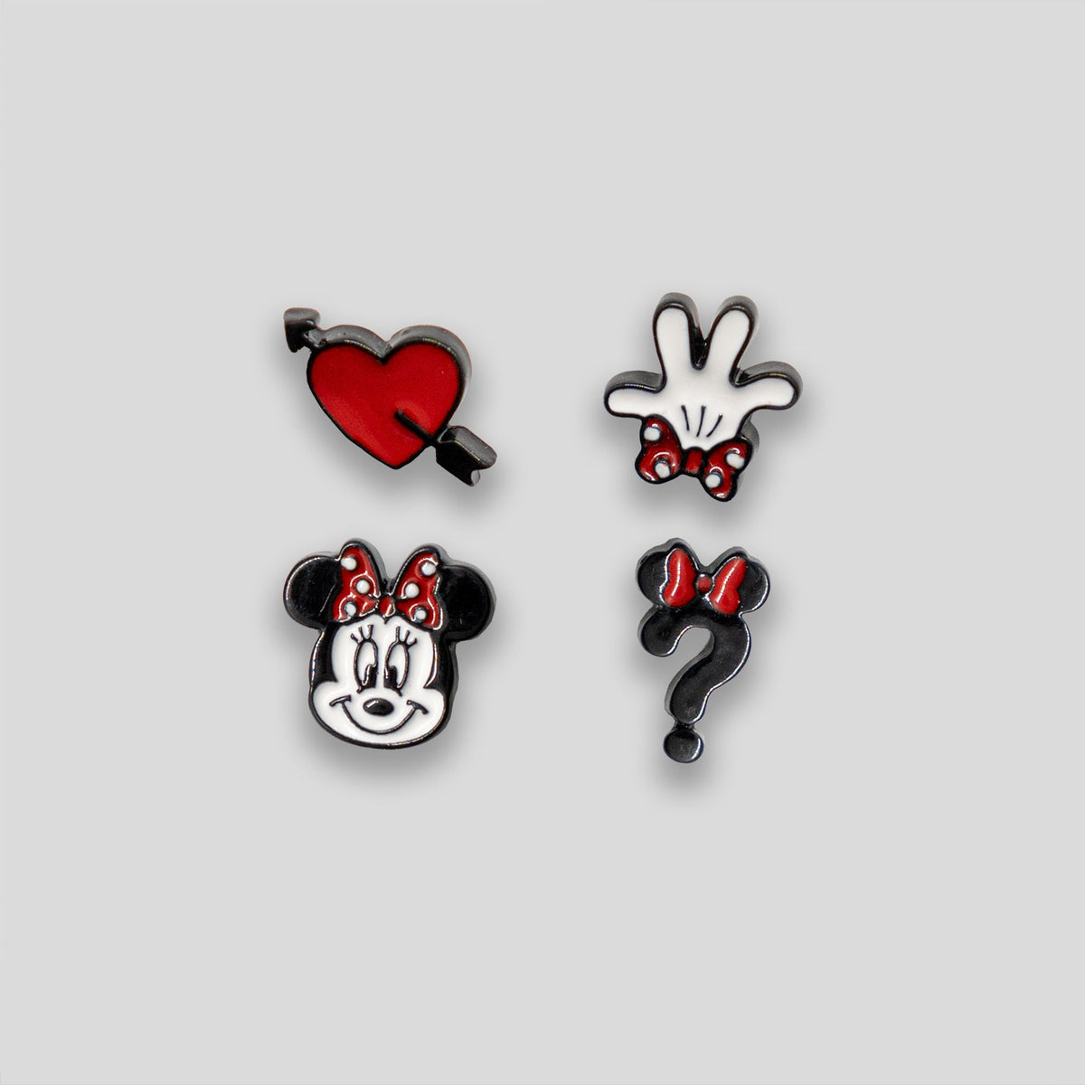 Mini Mouse Stud Set Of 4 - Black/Red/White