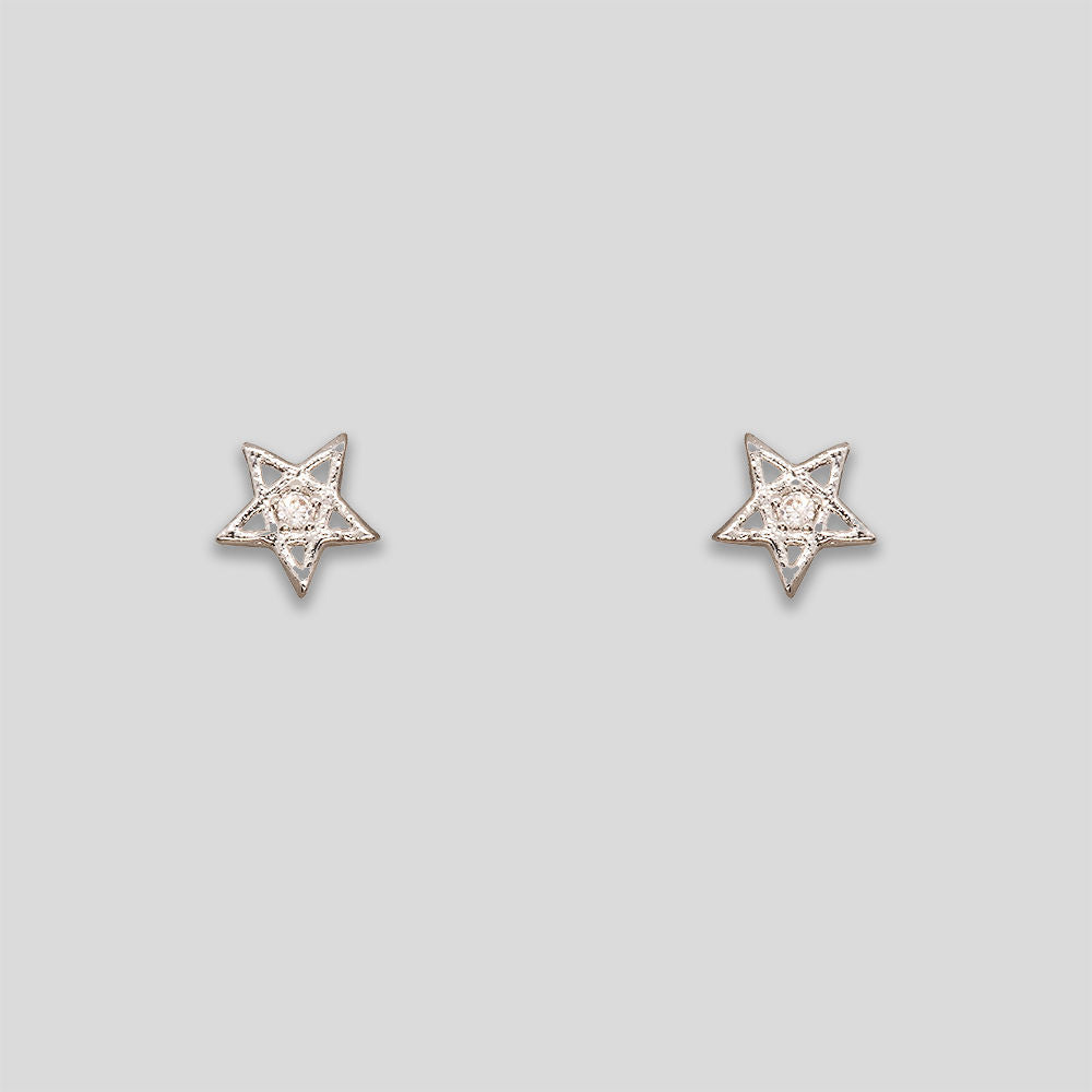 Mini Rhinestone Star Studs - Silver