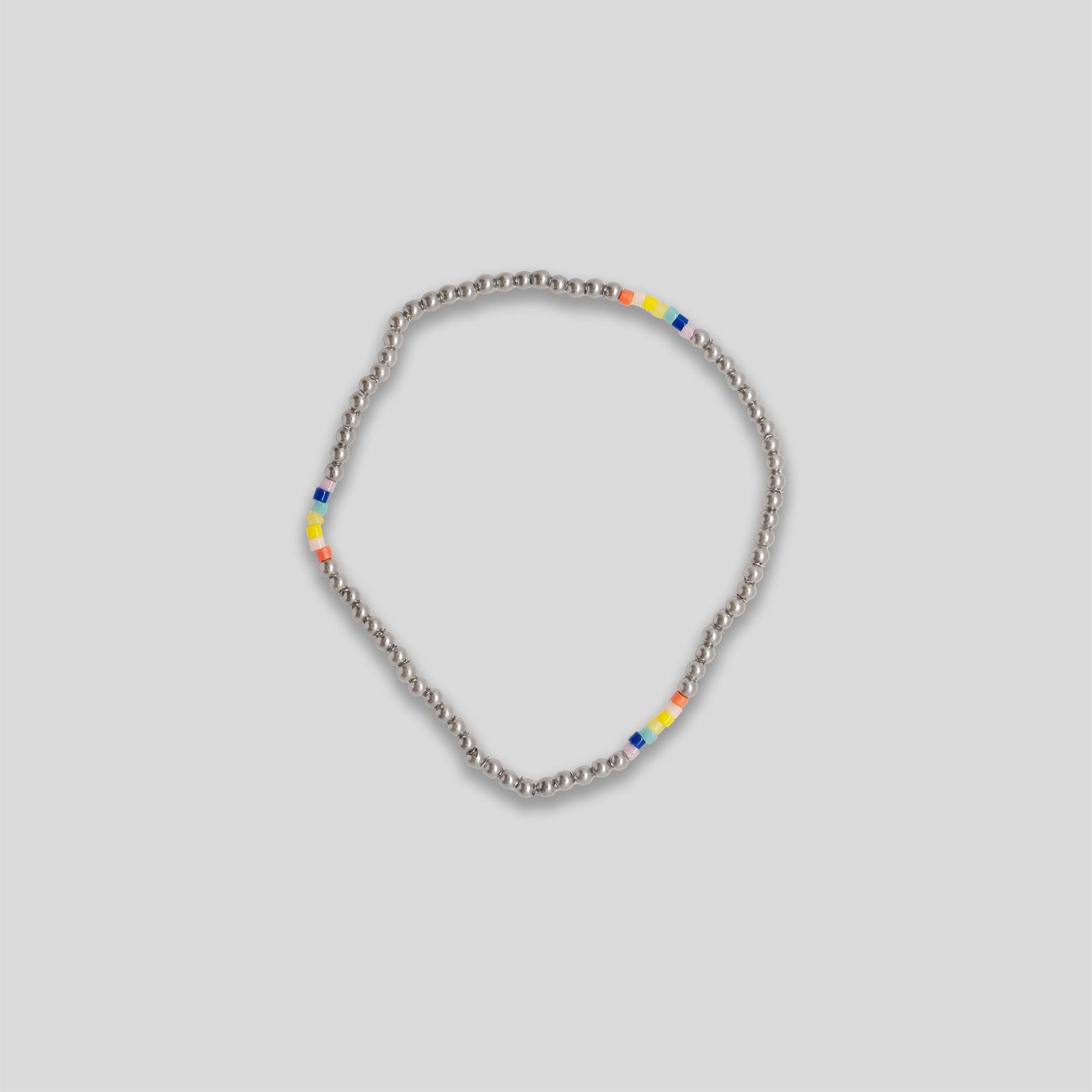 Rainbow Dot Beaded Bracelet - Silver