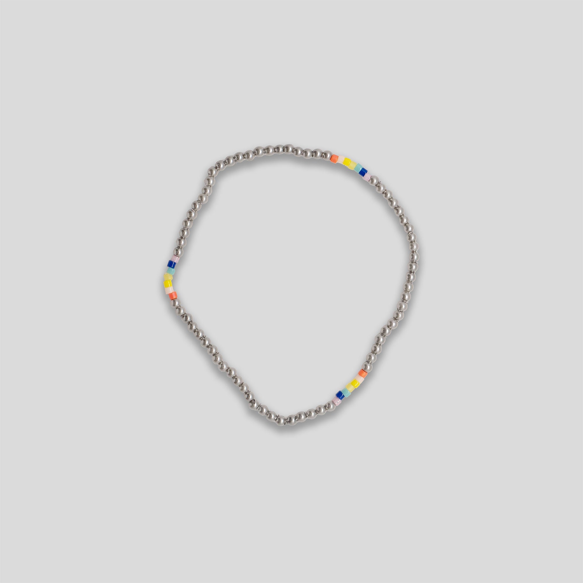 Rainbow Dot Beaded Bracelet - Silver