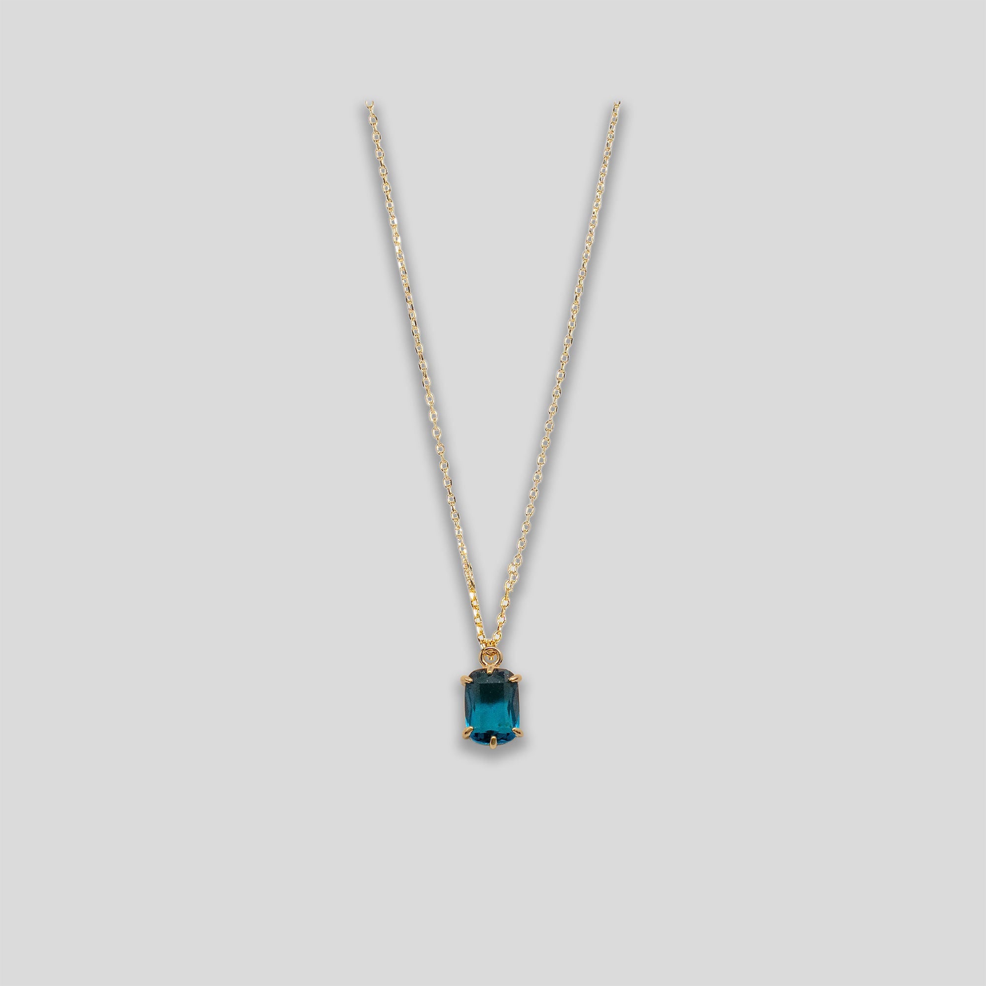 Rectangle Droplet Necklace - Gold/Blue