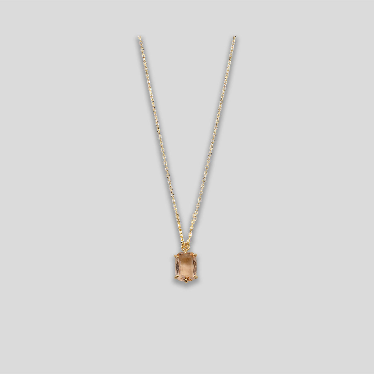 Rectangle Droplet Necklace - Gold/Pink