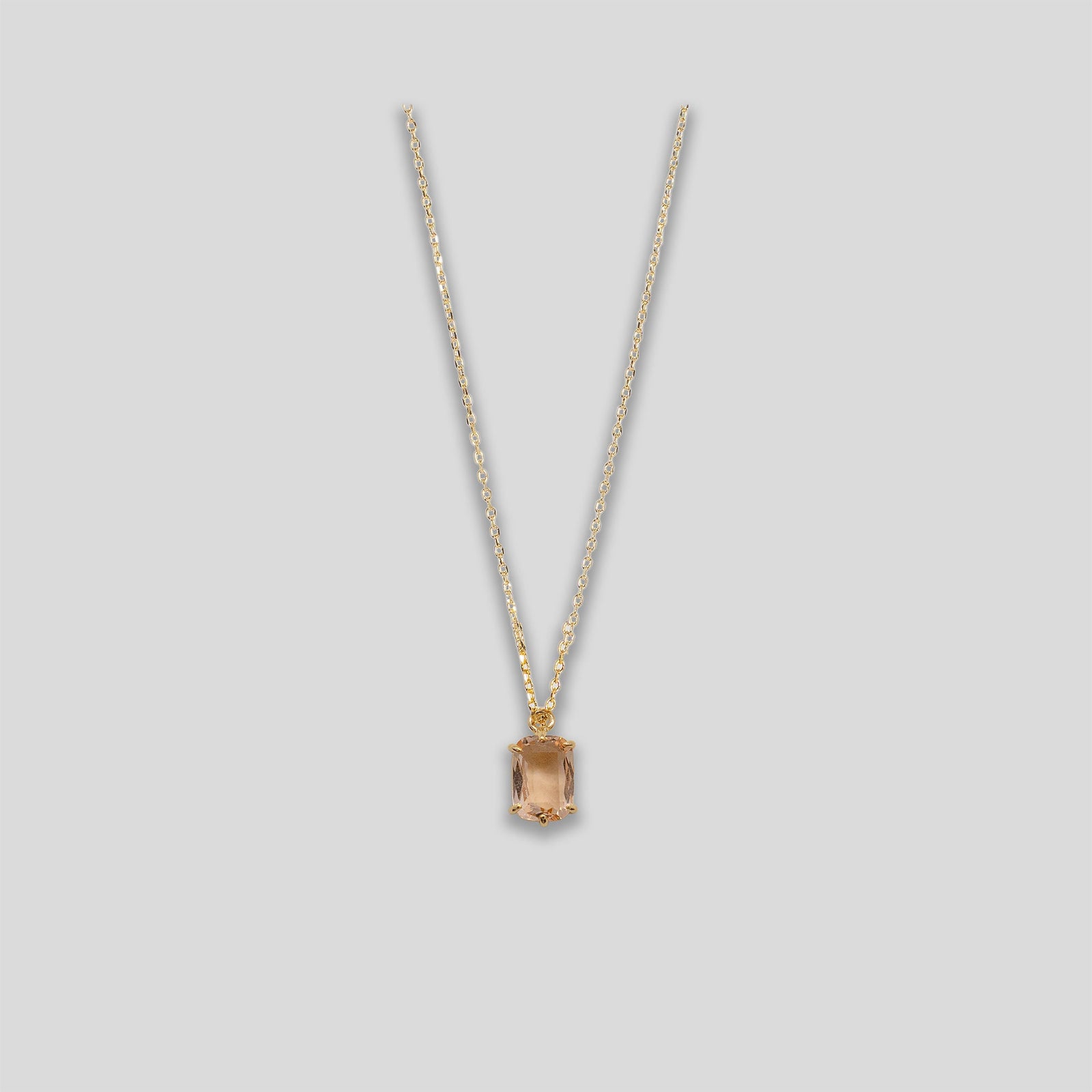 Rectangle Droplet Necklace - Gold/Pink