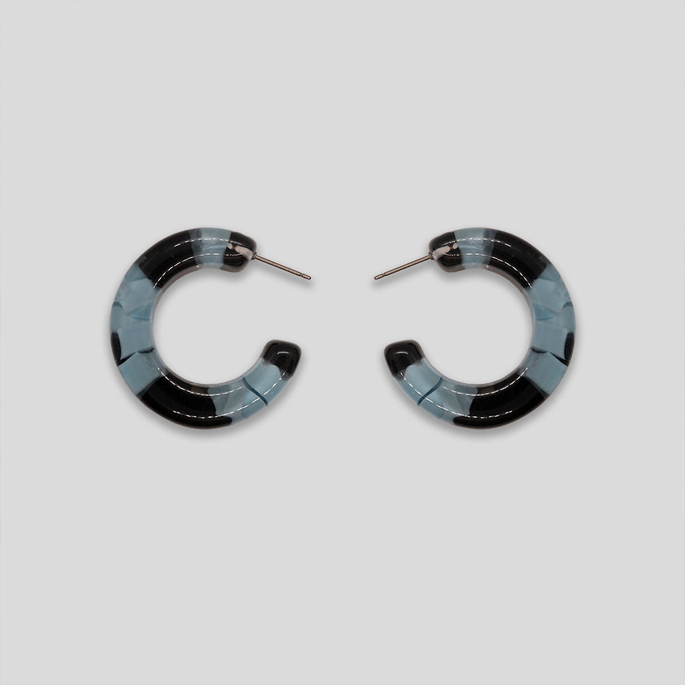 Resin Chunk Hoops - Blue/Black