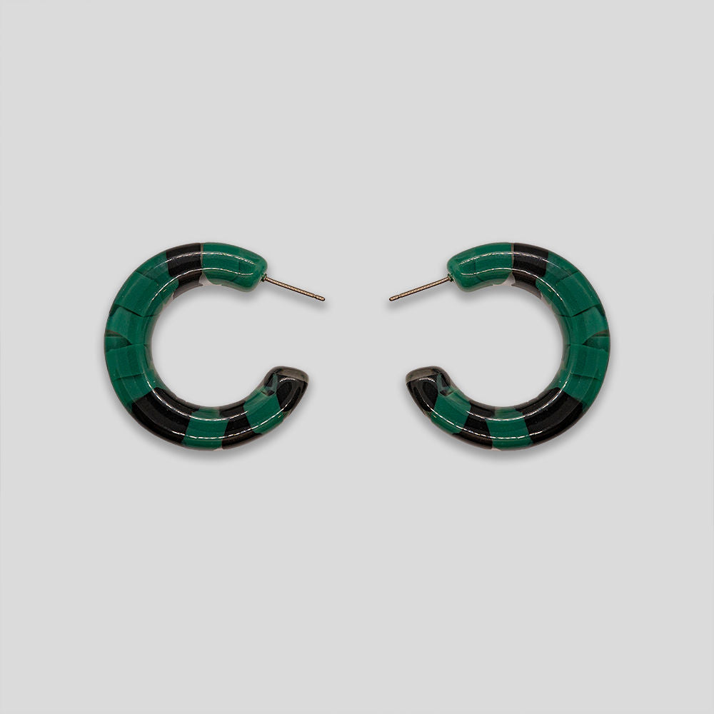 Resin Chunk Hoops - Green/Black