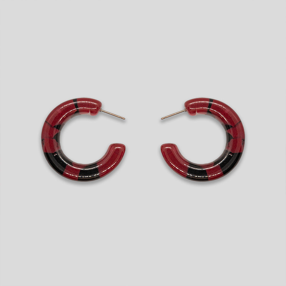 Resin Chunk Hoops - Wine/Black