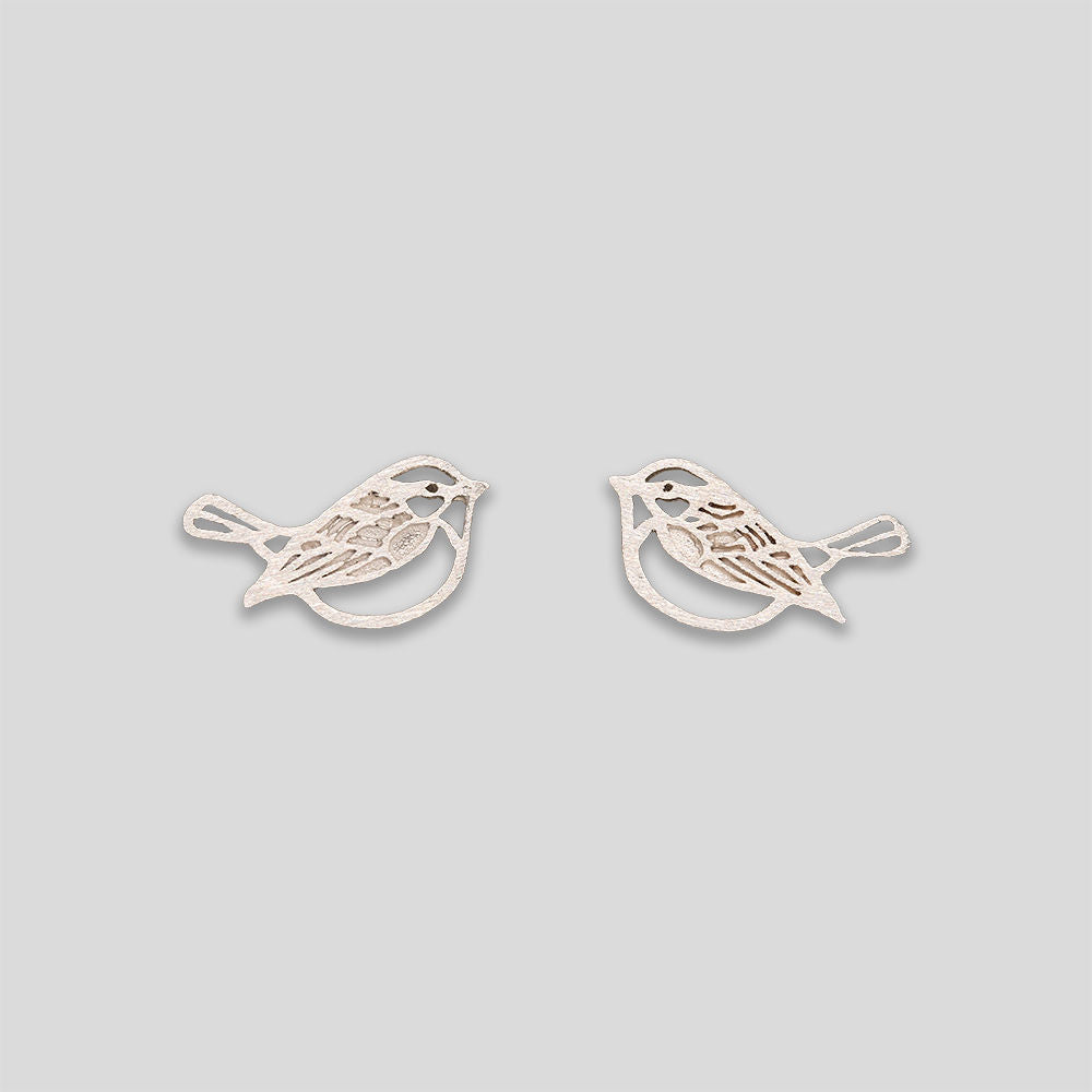 Robin Outline Studs - Silver