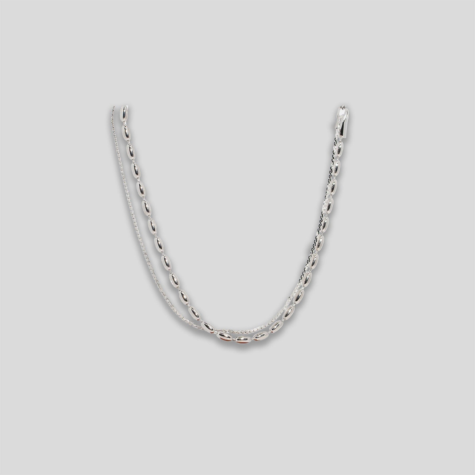 Sausage Link Double Bracelet - Silver