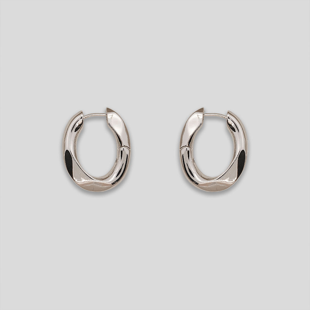 Segment Oval Hoops - Silver