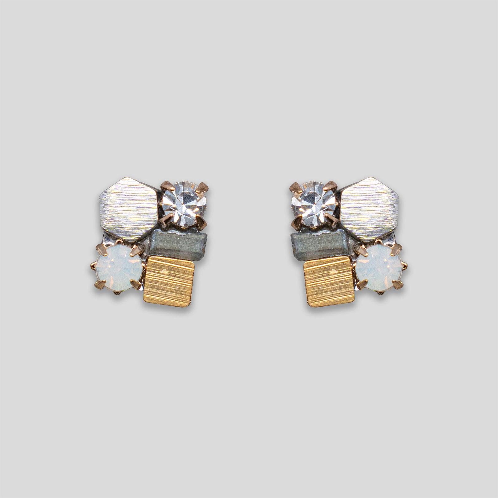 Shapes Cluster Beaded Studs - Grey