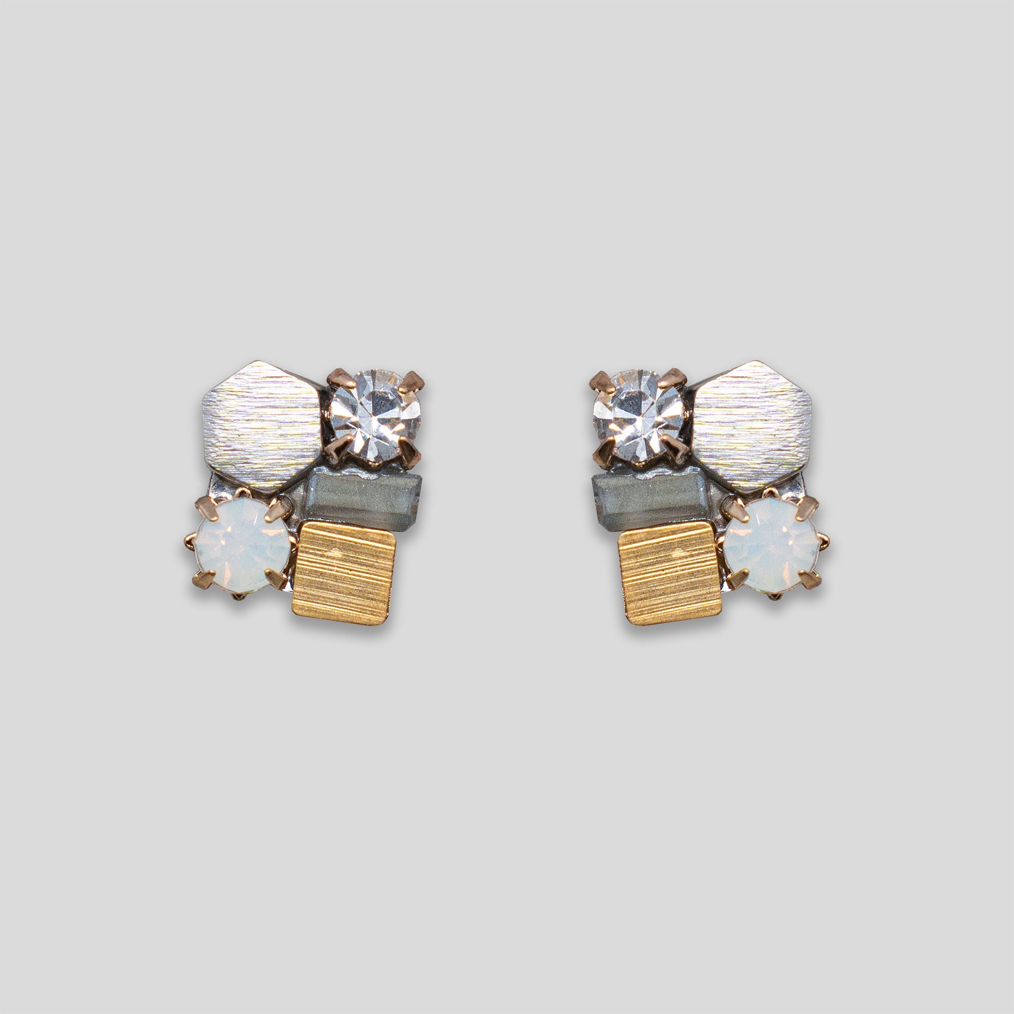 Shapes Cluster Beaded Studs - Grey