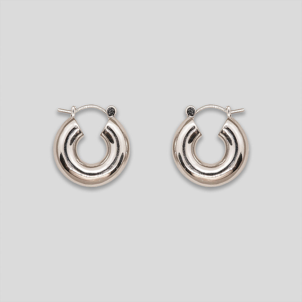 Small Thick Hoops - Silver