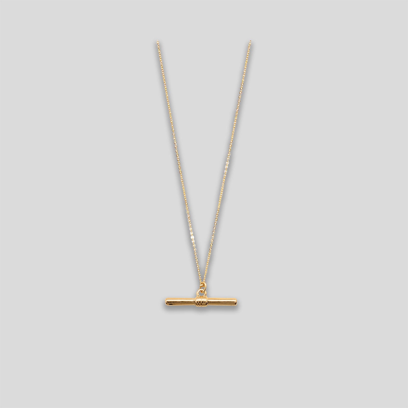 T Bar & Chain Double Necklace - Gold