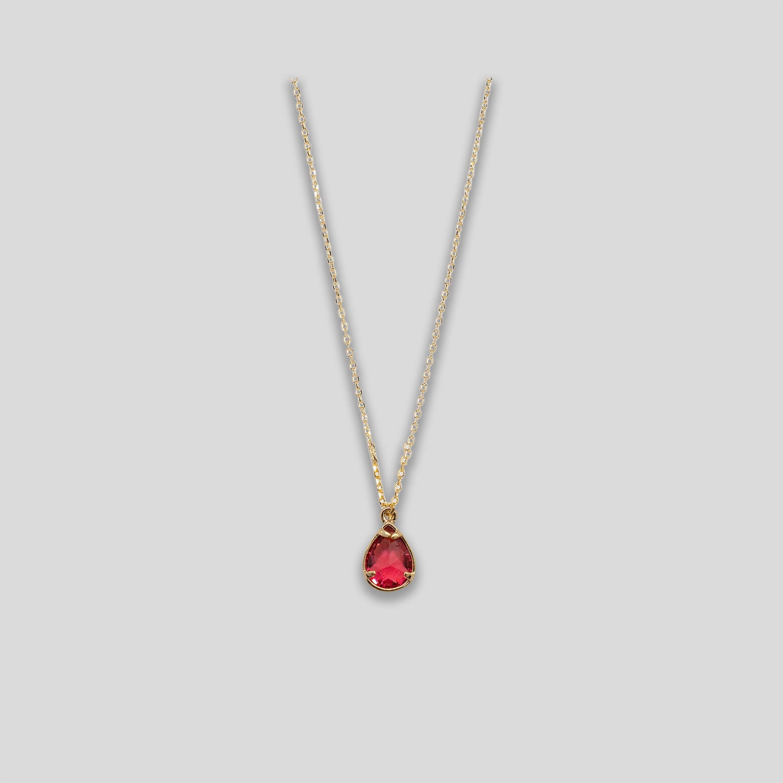 Teardrop Necklace - Gold/Garnet