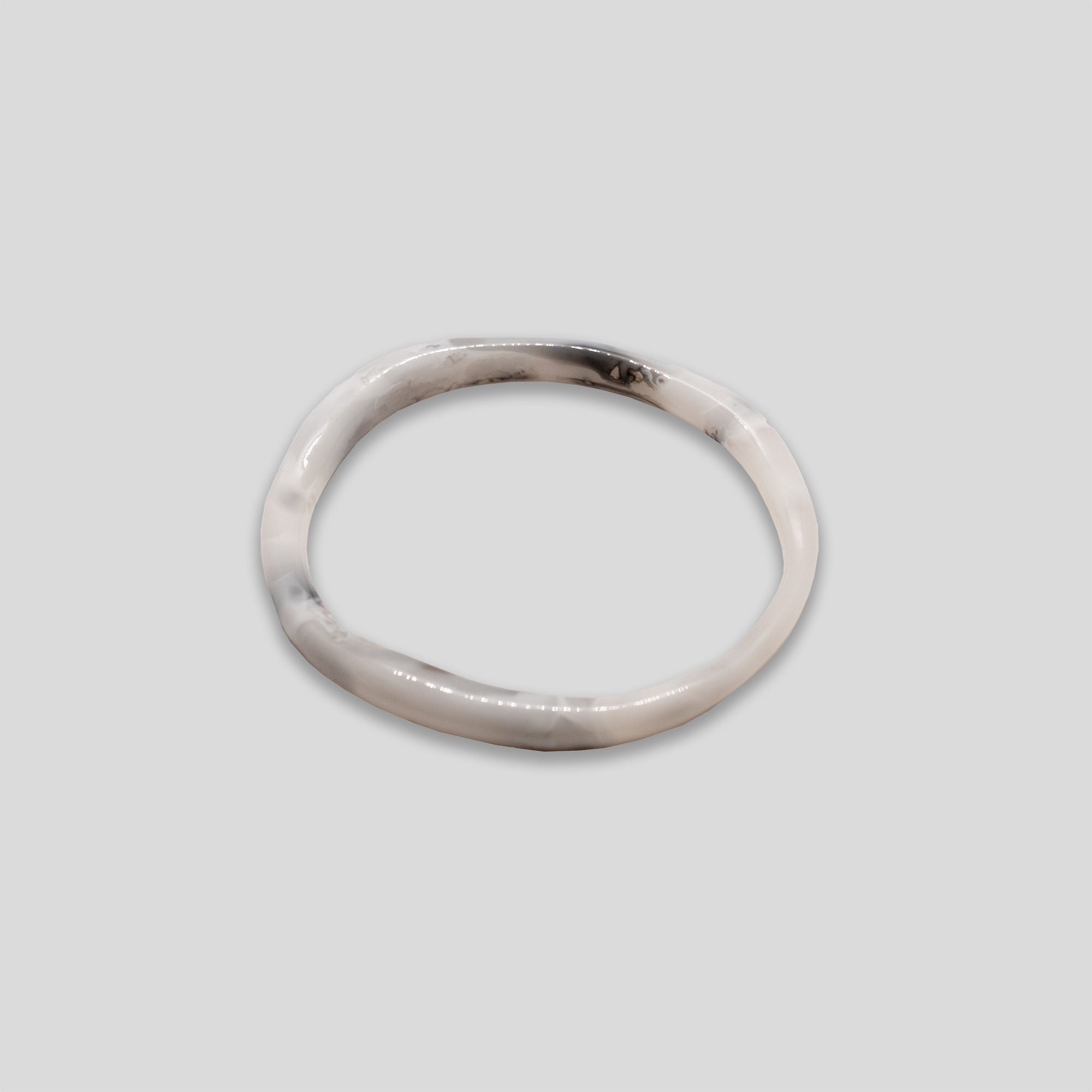 Thin Irregular Resin Bangle - White Smoke