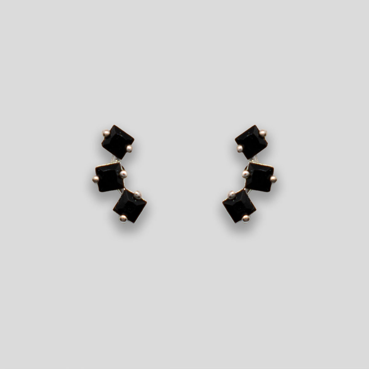 Triple Diamante Arc Studs - Black