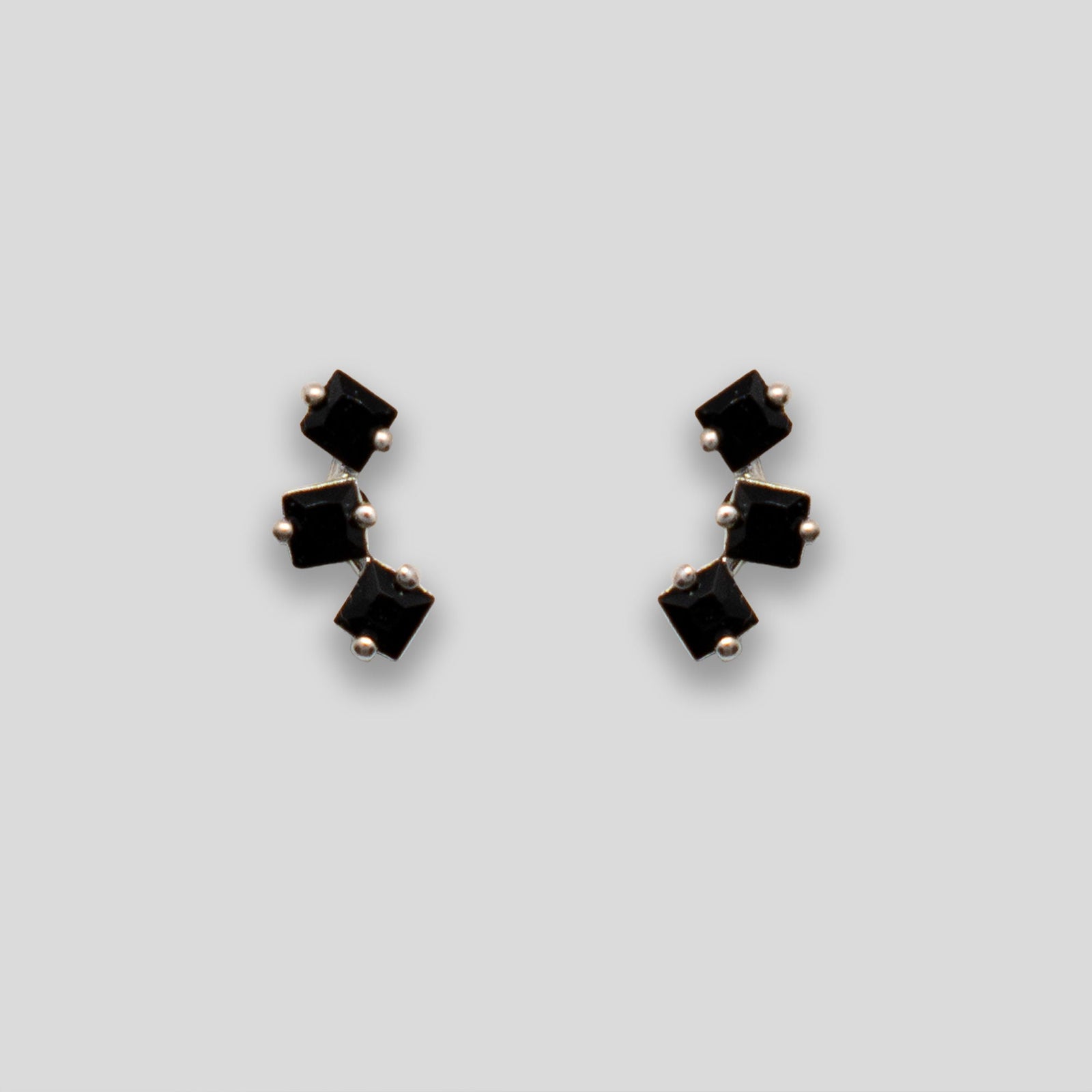 Triple Diamante Arc Studs - Black