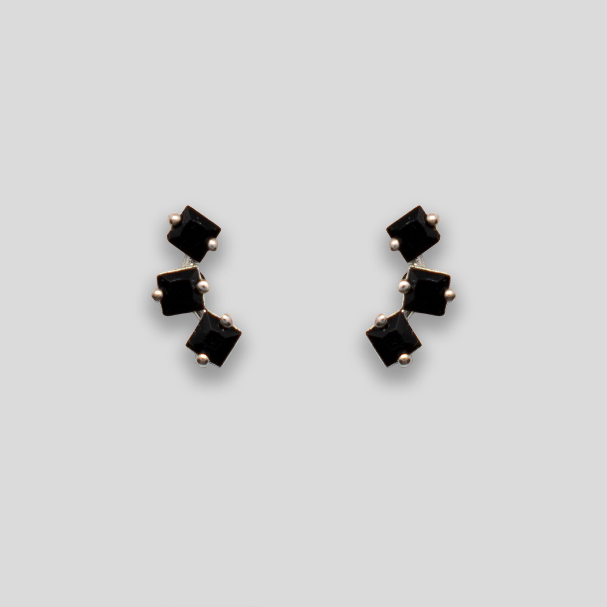 Triple Diamante Arc Studs - Black