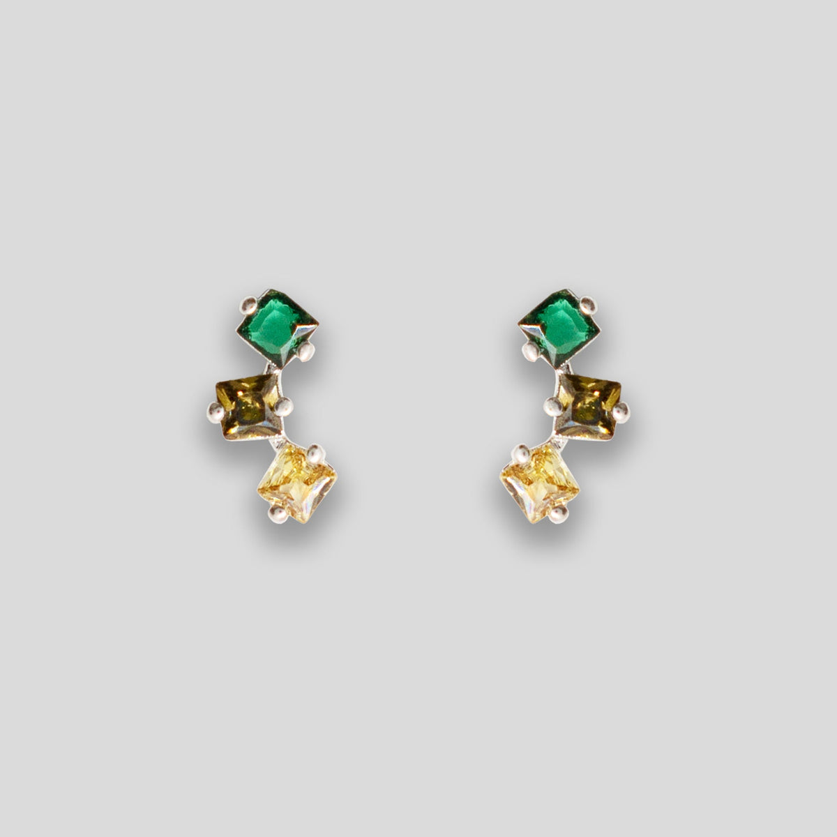 Triple Diamante Arc Studs - Green/Smoke/Yellow