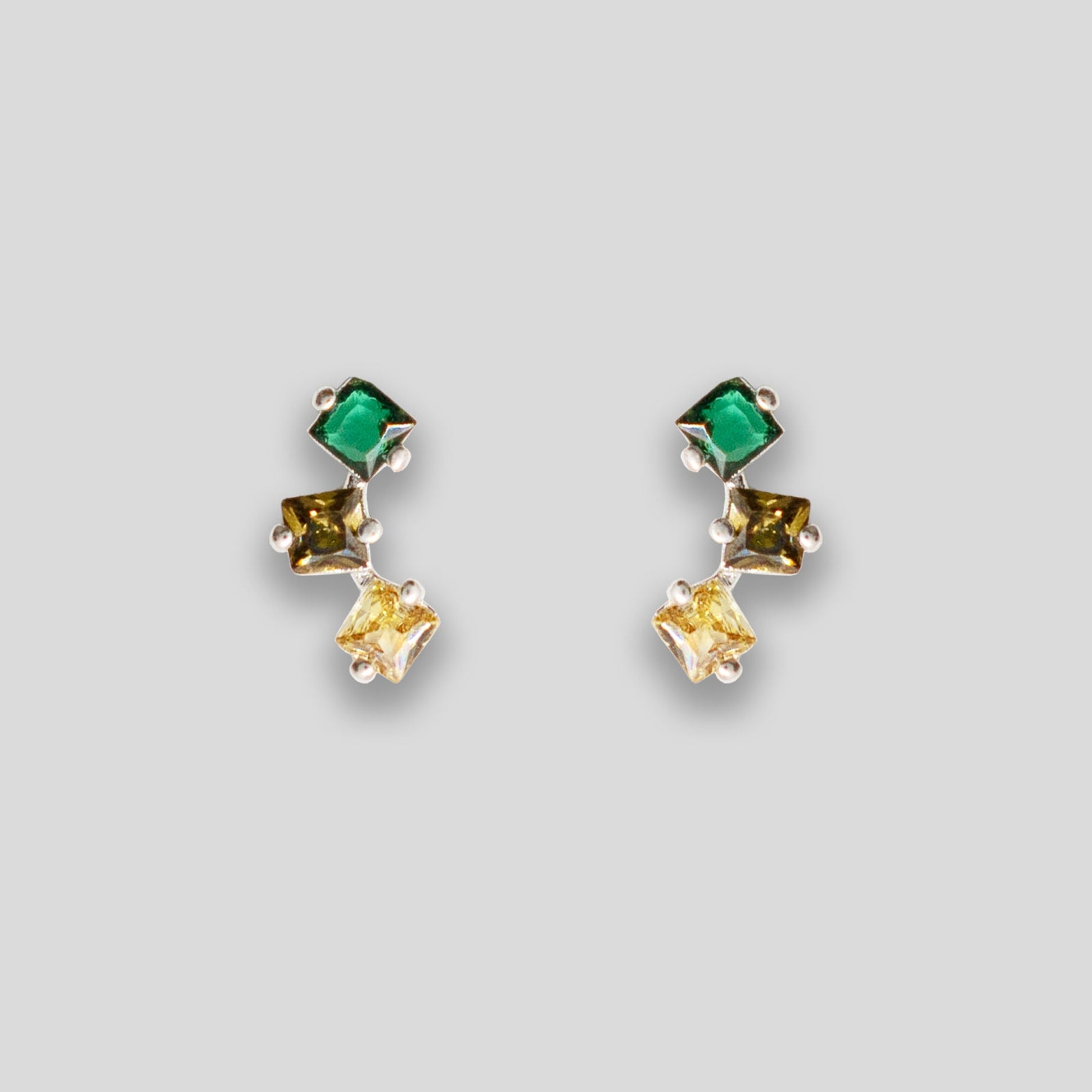 Triple Diamante Arc Studs - Green/Smoke/Yellow