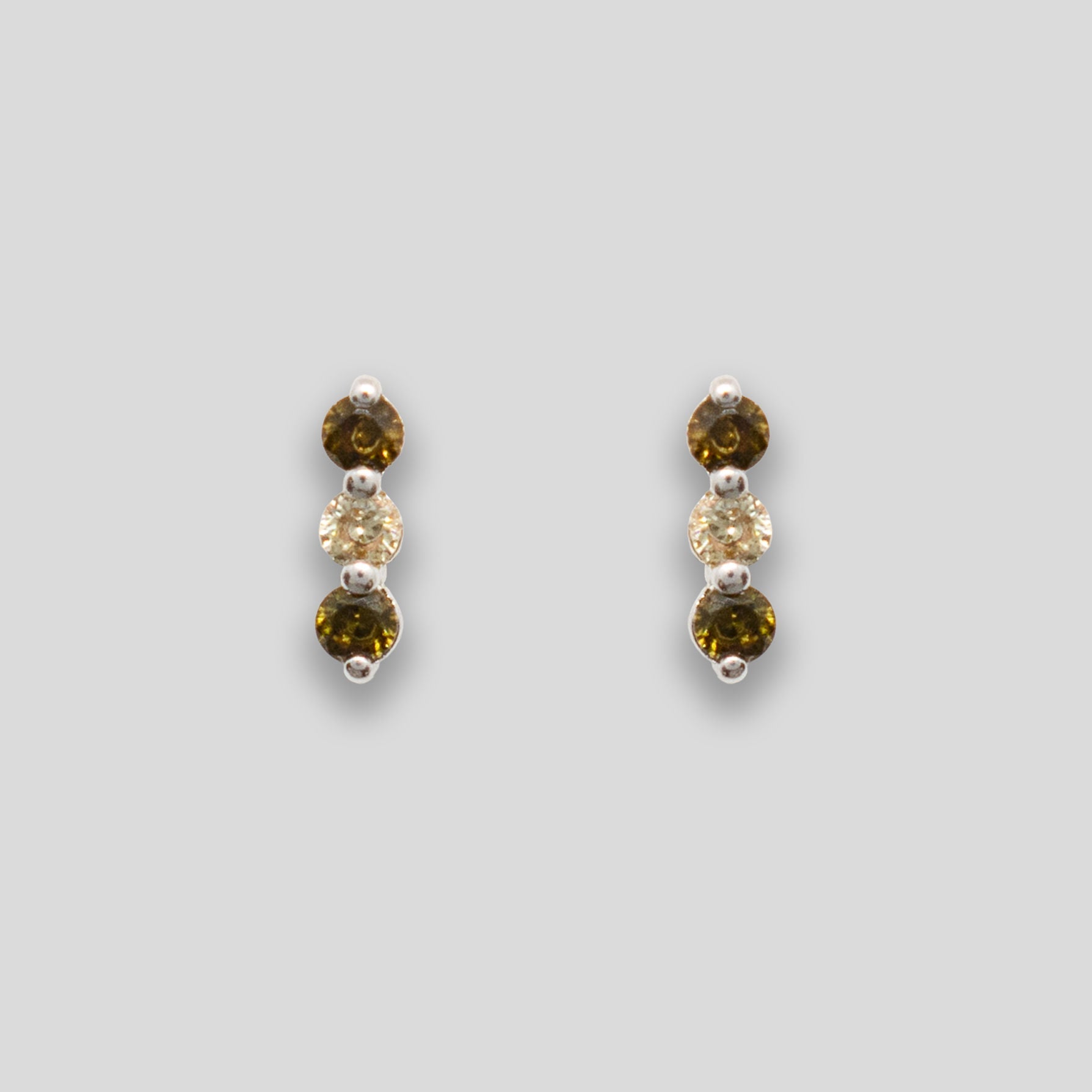 Triple Diamante Line Studs - Olive