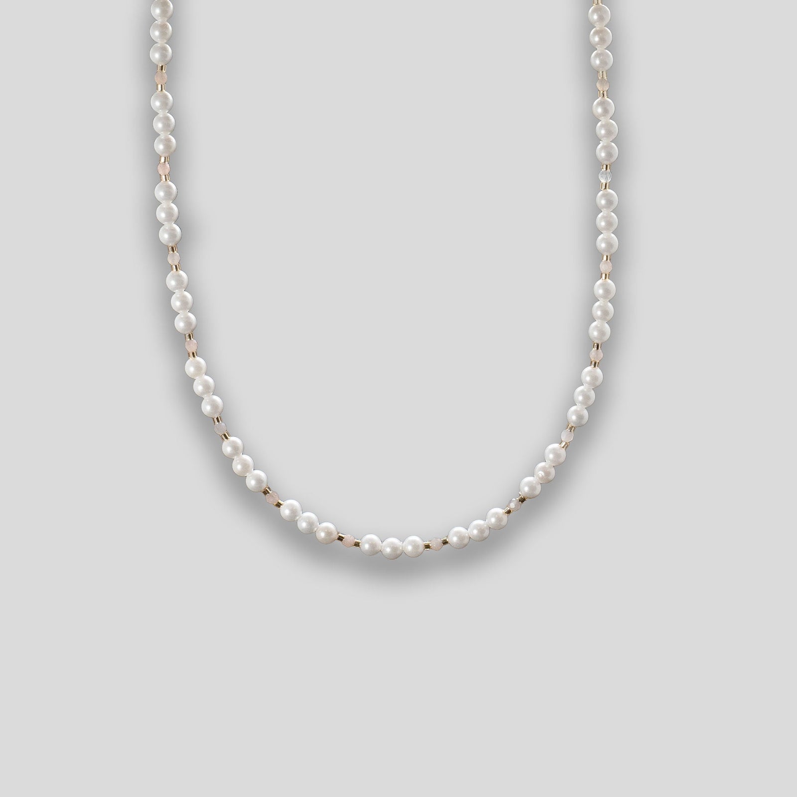 Triple Freshwater Pearl & Bead Necklace - Pearl/Blush