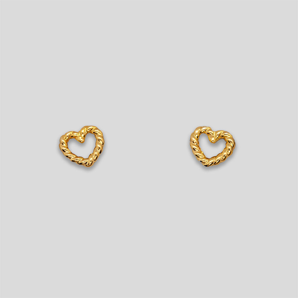 Twisted Heart Studs - Gold