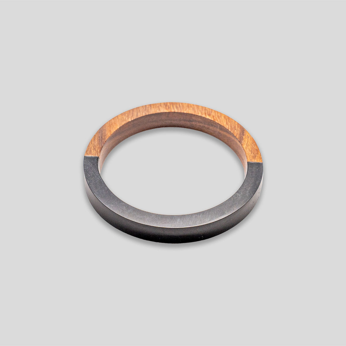 Wood &amp; Resin Half Bangle - Wood/Black