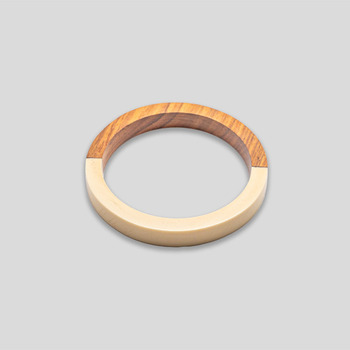 Wood &amp; Resin Half Bangle - Wood/Ivory