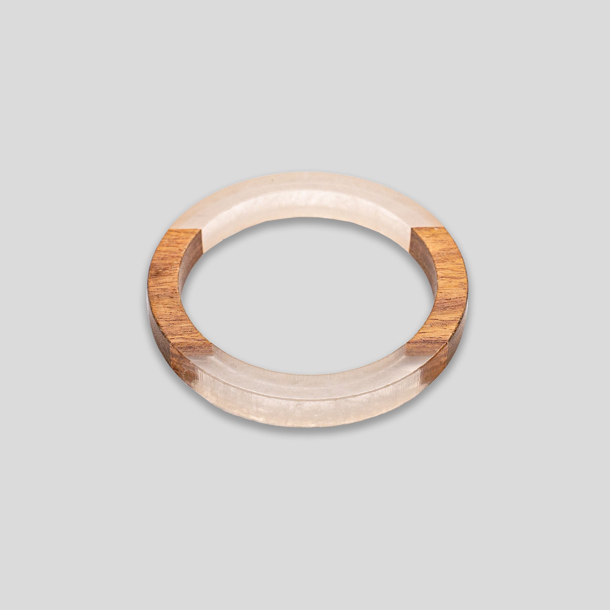 Wood & Resin Segment Bangle - Wood/Milk