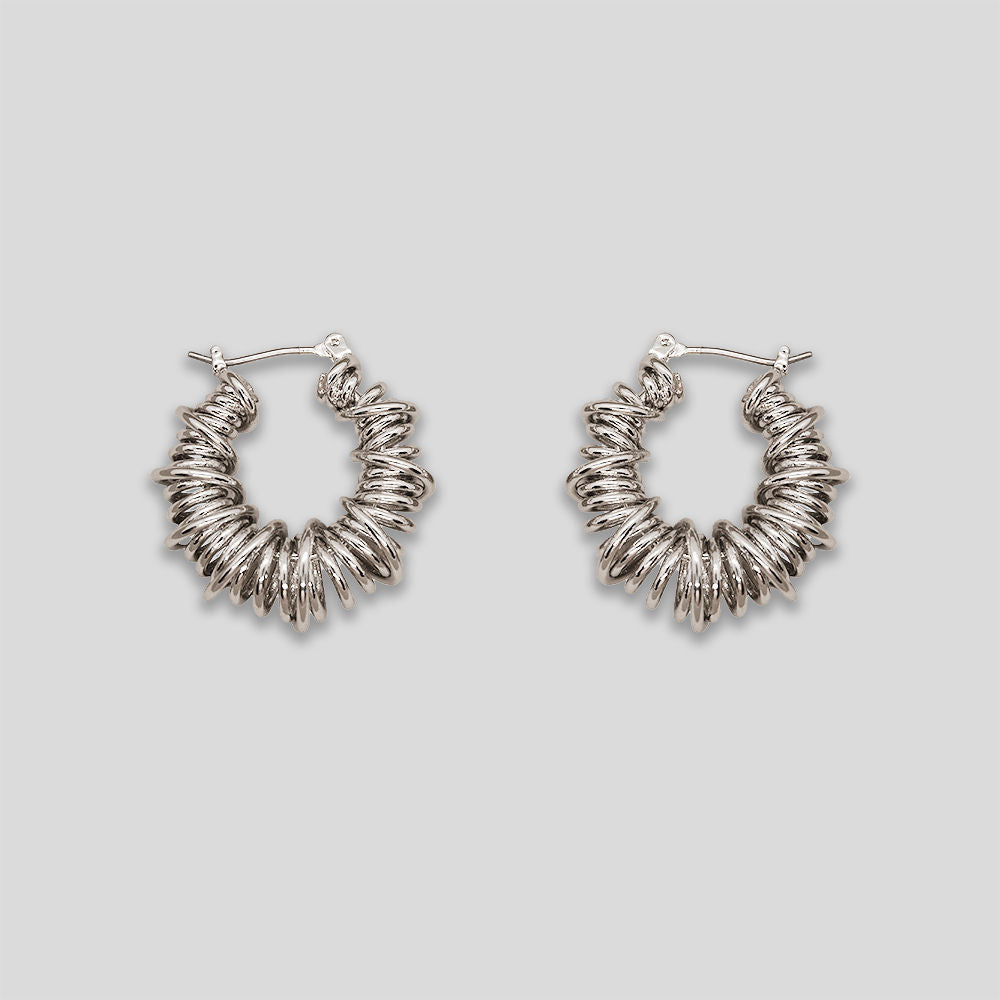 Wrapped Ring Hoops - Silver